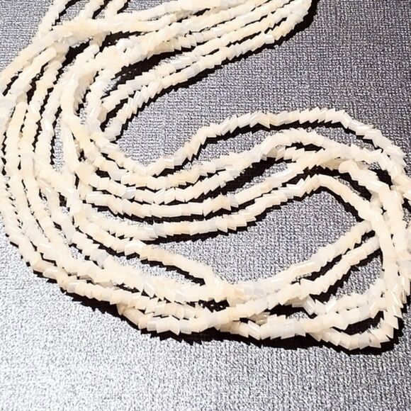 Vintage Diagonal Cut Opalescent Tube Bead Multi-Strand Necklace - Picture 5 of 7